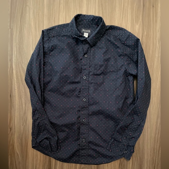 Place Boys Blue and Red Button Down Shirt with Classic Collar size L 10/12 - Picture 1 of 7